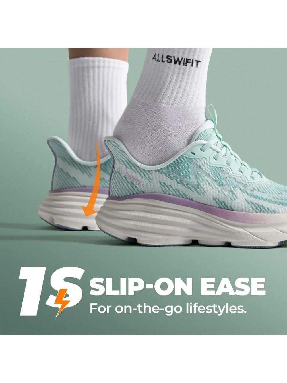 Women's Green Walking Shoes Slip On Pull On Round Toe Athletic Tennis Sneakers